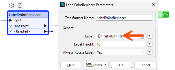 Using a user parameter for the Label parameter
